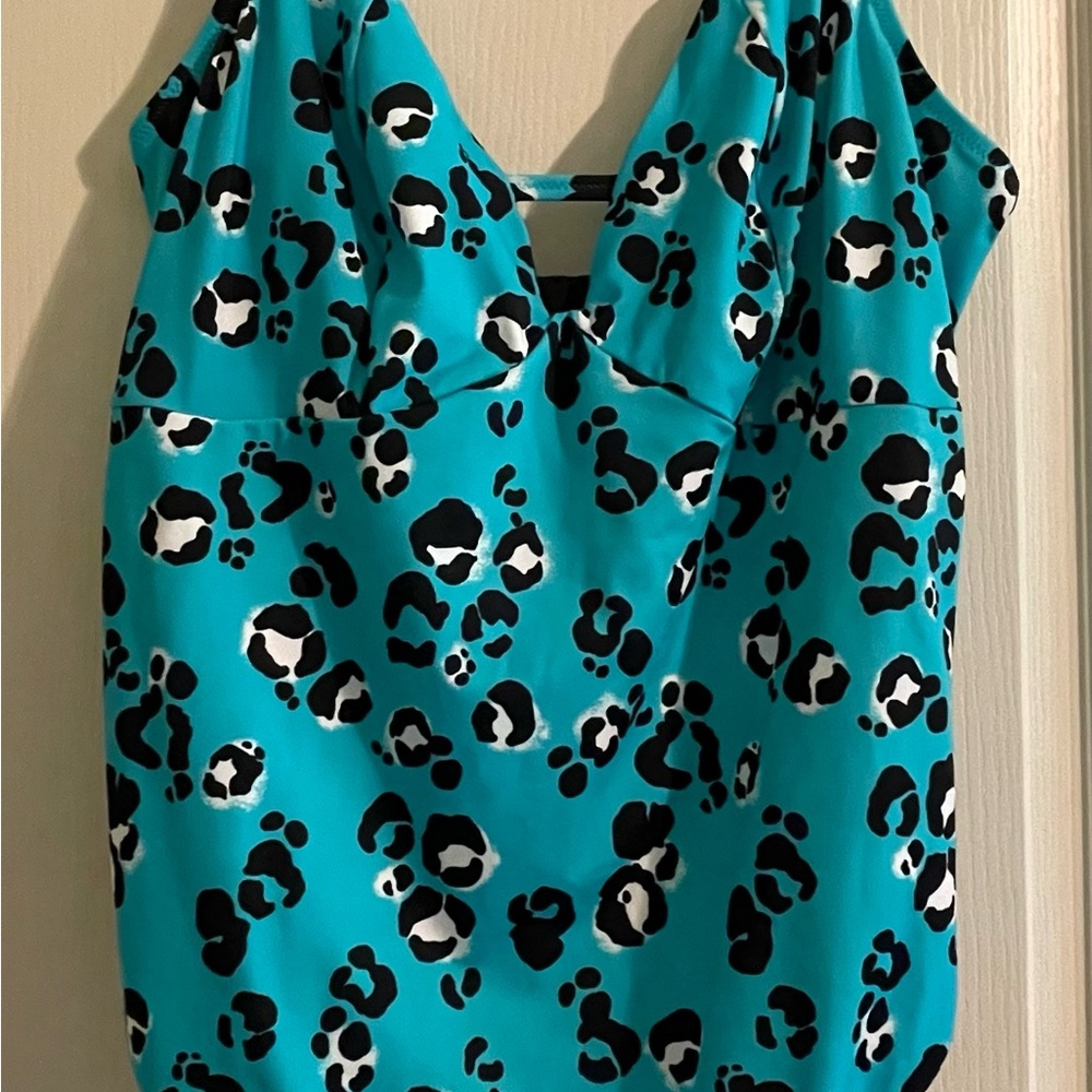 Elomi Turquoise and Black Print Top